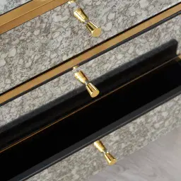 Helena Antique Glass Bedside Table - Gold Frame