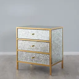 Helena Antique Glass Bedside Table - Gold Frame