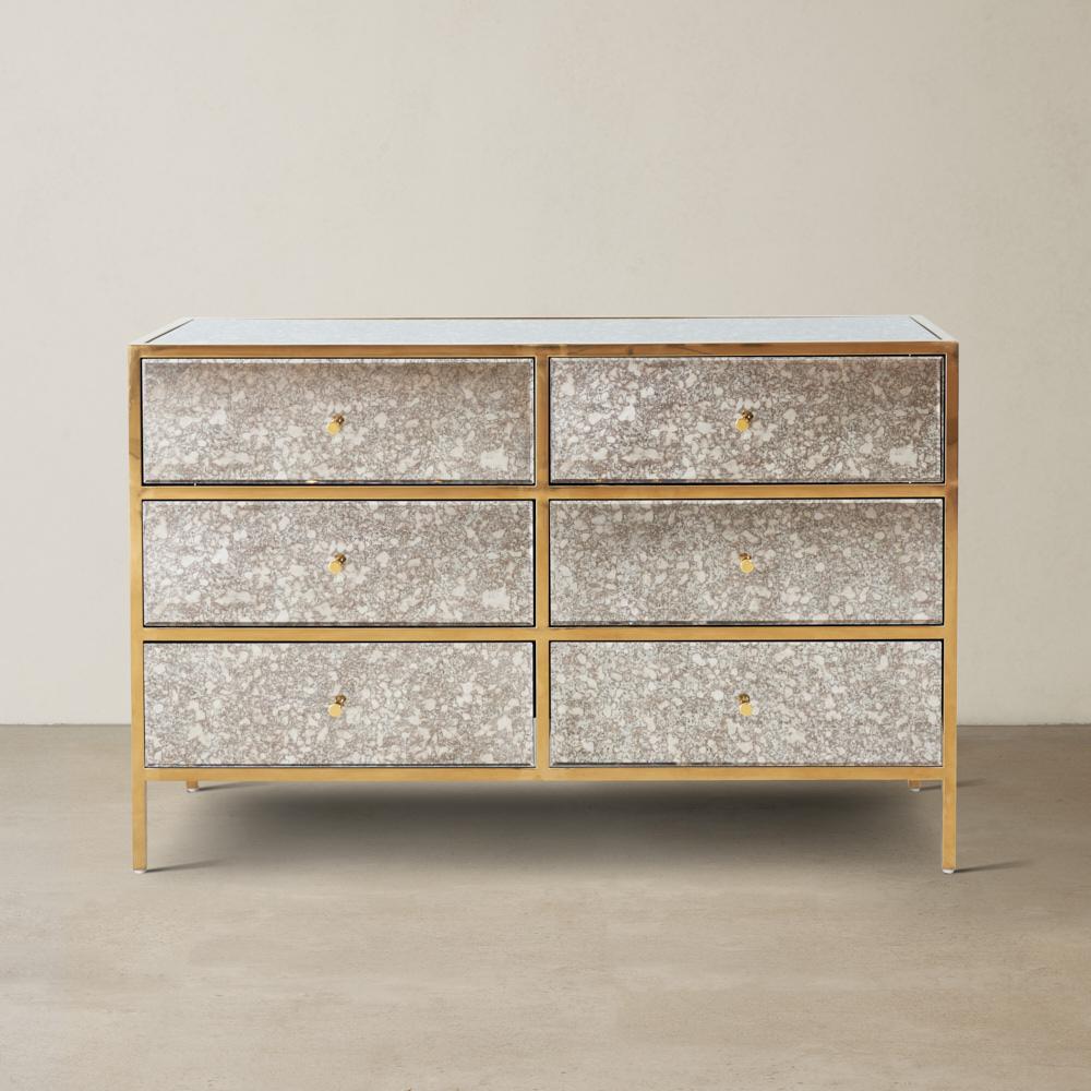 Helena Antique Glass Dresser - Gold Frame