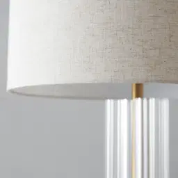 Wilton Brushed Bronze Metal Floor Lamp - White Linen Lamp Shade