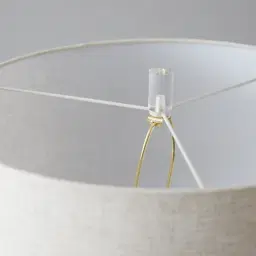 Wilton Brushed Bronze Metal Floor Lamp - White Linen Lamp Shade