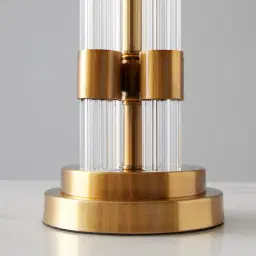 Wilton Brushed Bronze Metal Table Lamp - White Linen Lamp Shade