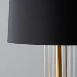 Cassy Polished Gold Floor Lamp - Black Fabric Lamp Shade