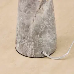 Nadia Brushed Bronze Metal and Grey Marble Table Lamp - Grey Linen Lamp Shade