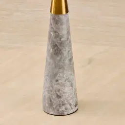 Nadia Brushed Bronze Metal and Grey Marble Table Lamp - Grey Linen Lamp Shade