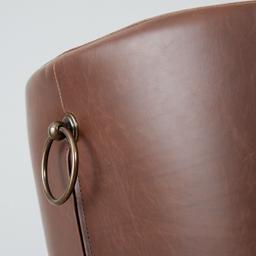 Quinn Brown Vegan Leather Bar Stool - Brass Colour Legs