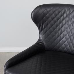 Quinn Black Vegan Leather  Bar Stool - Brass Colour Legs