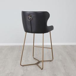 Quinn Black Vegan Leather  Bar Stool - Brass Colour Legs