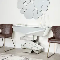 Quinn Brown Vegan Leather Dining Chair - Brass Colour Legs