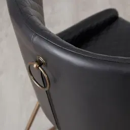 Quinn Black Vegan Leather Dining Chair - Brass Colour Legs
