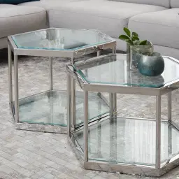 Hexagonal Side Table 35cm - Silver
