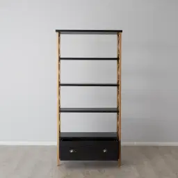 Eugenie Black Wooden Veneer Bookshelf