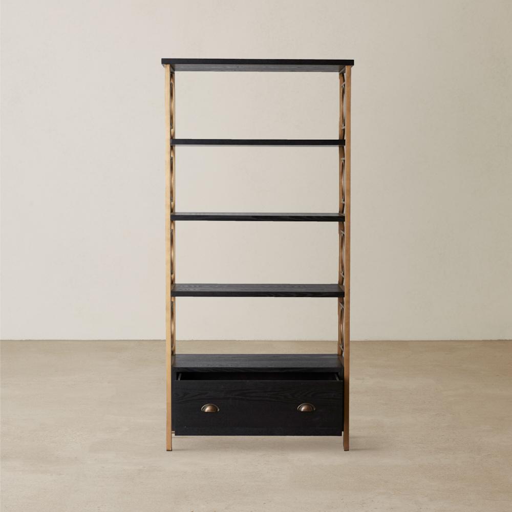 Eugenie Black Wooden Veneer Bookshelf