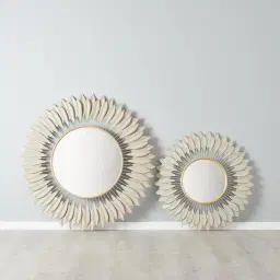 Feather Round Mirror 86cm