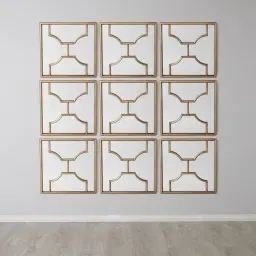 Tessellated Antique Gold Square Mirror 