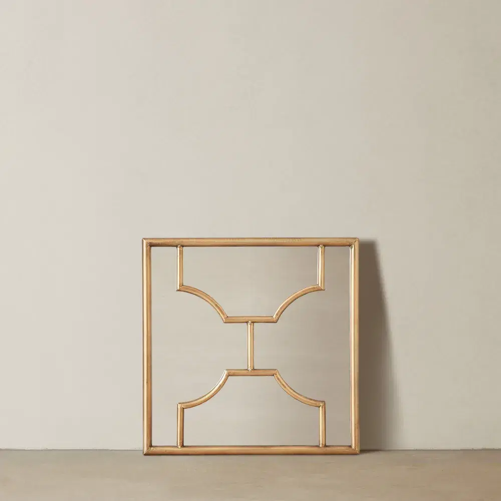 Tessellated Antique Gold Square Mirror 
