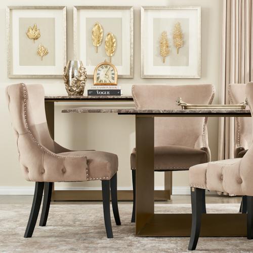 Camille II Almond Beige Velvet Dining Chair 