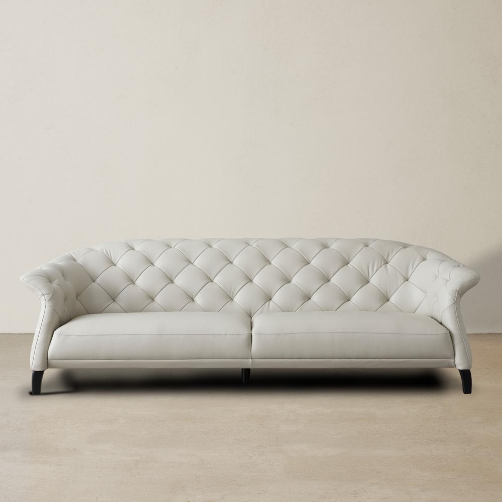 Regal Cream Leather 3-Seater Sofa 