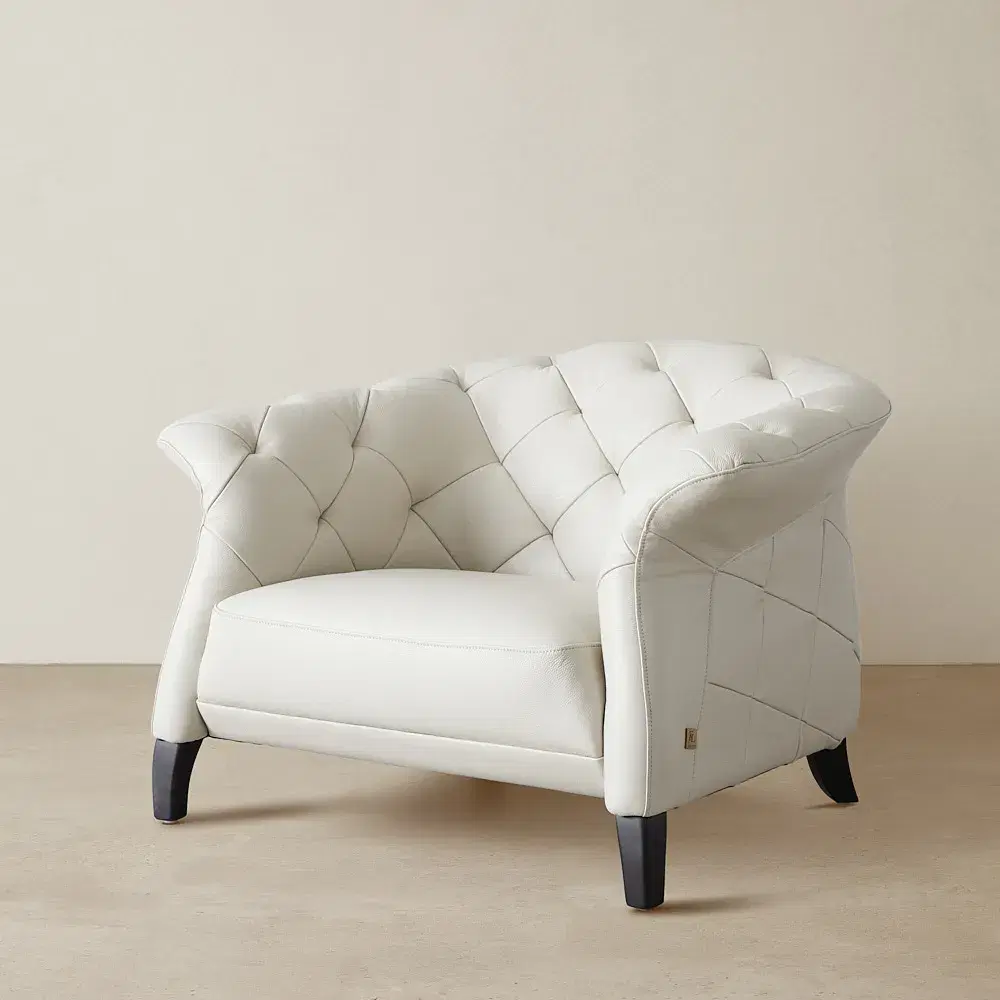 Regal Cream Leather Single Seat Sofa