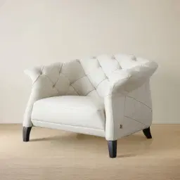 Regal Cream Leather Single Seat Sofa