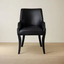 Errol Black Patterned Vegan Leather Dining Chair