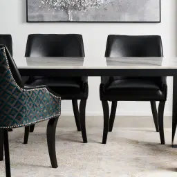 Errol Black Patterned Vegan Leather Dining Chair