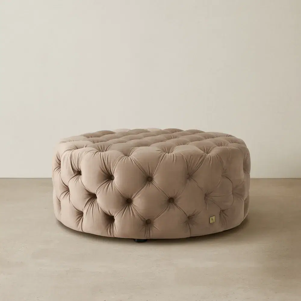 Kelly Beige Velvet Ottoman