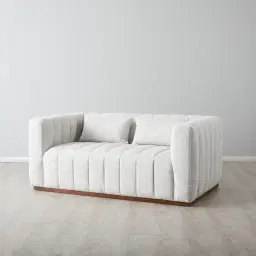 Storme Murmur White Fabric 2-Seater Sofa
