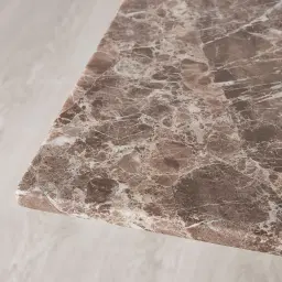 Isla Light Brown Marble Dining Table - Brushed Bronze Legs