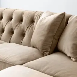 Audrey Beige Velvet Corner Sofa