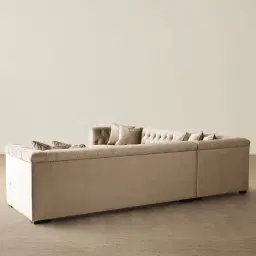 Audrey Beige Velvet Corner Sofa