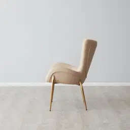 Henry Sand Beige Vegan Leather Dining Chair - Brushed Gold Legs