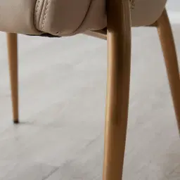 Henry Sand Beige Vegan Leather Dining Chair - Brushed Gold Legs
