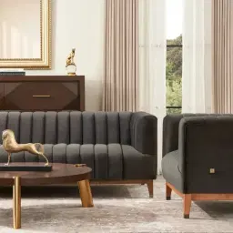 Astoria III Charcoal Velvet 3-Seater Sofa 