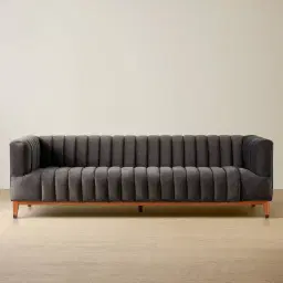 Astoria III Charcoal Velvet 3-Seater Sofa 