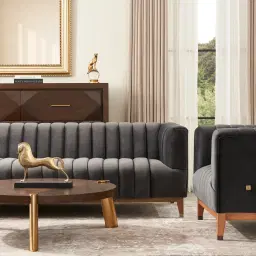 Astoria III Charcoal Velvet 3-Seater Sofa 