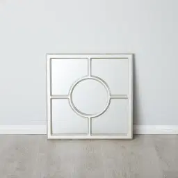 Centripetal Distressed Silver Square Mirror