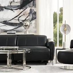 Carolina Black Leather 3-Seater Electric Recliner 