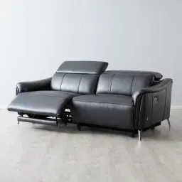 Carolina Black Leather 3-Seater Electric Recliner 