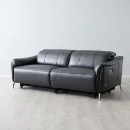 Carolina Black Leather 3-Seater Electric Recliner 