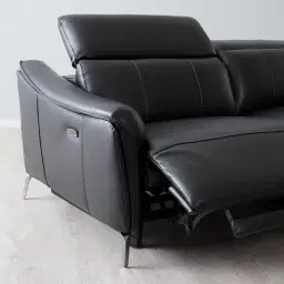 Carolina Black Leather 3-Seater Electric Recliner 