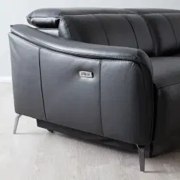Carolina Black Leather 3-Seater Electric Recliner 