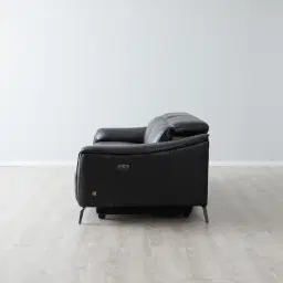 Carolina Black Leather 2-Seater Electric Recliner 