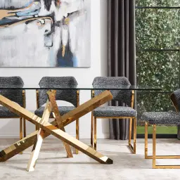 Lola Gold Dining Table - Glass Top