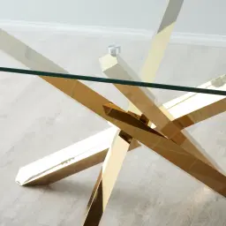 Lola Gold Dining Table - Glass Top