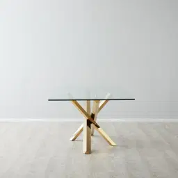 Lola Gold Dining Table - Glass Top