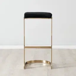Rouven Black Velvet 79cm Bar Stool - Champagne Gold Legs