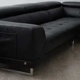 Fortitude II Black Leather Corner Lounge