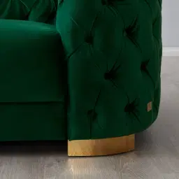 Kelly Emerald Green Velvet 3-Seater Sofa - Gold Legs