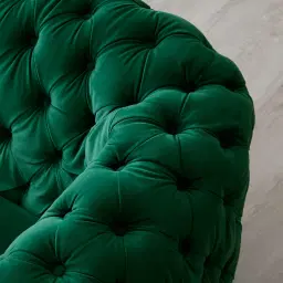 Kelly Emerald Green Velvet 3-Seater Sofa - Gold Legs